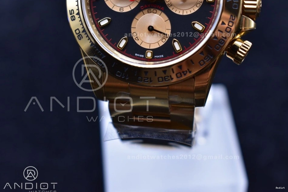 Best 1:1 Black Markers Clean 116505 Bracelet Daytona Edition V2 YG Dial SA4130 on YG 0212